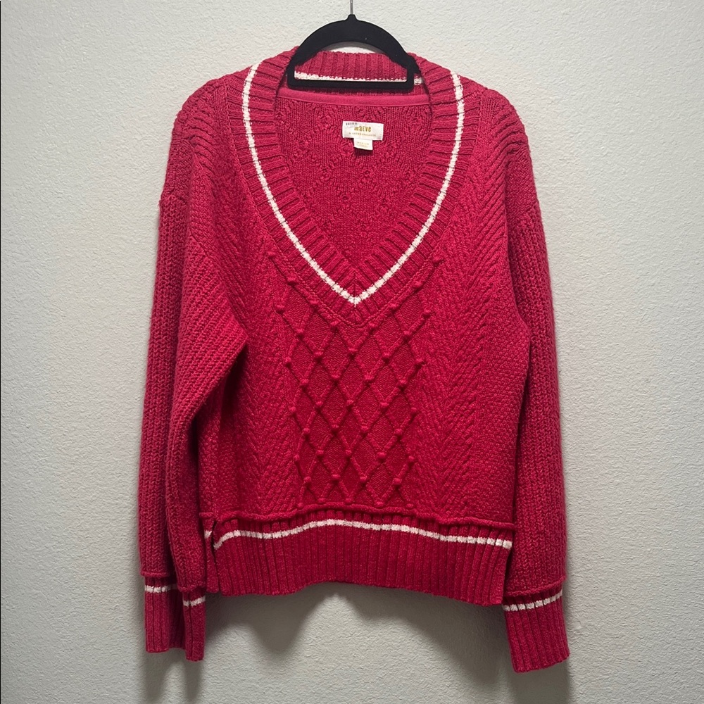 Maeve by Anthropologie Pink V-Neck Sweater Size Medium